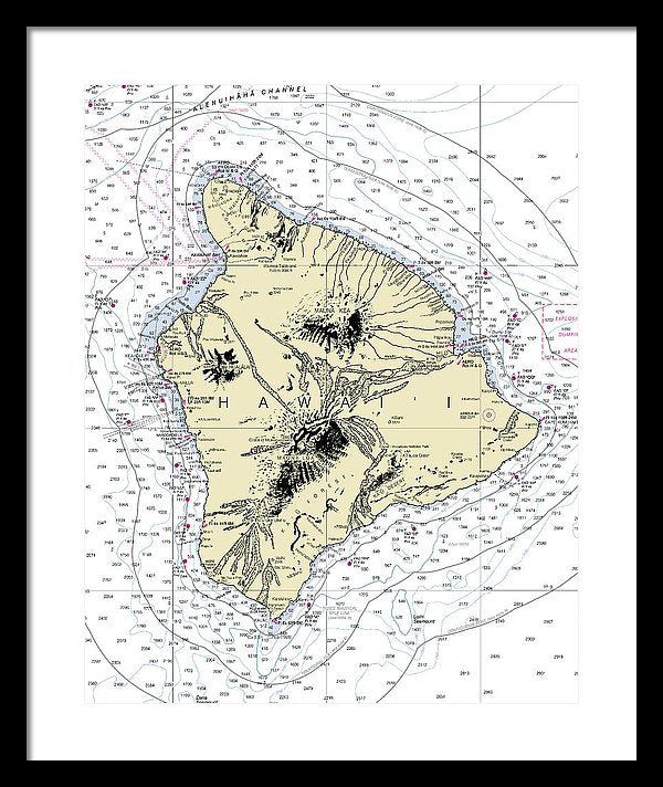 Hawaii-the Big Island Nautical Chart - Framed Print