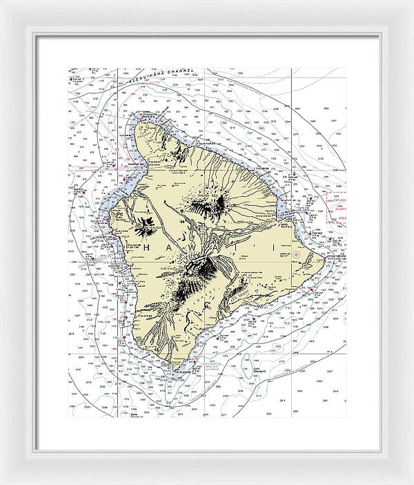 Hawaii-the Big Island Nautical Chart - Framed Print