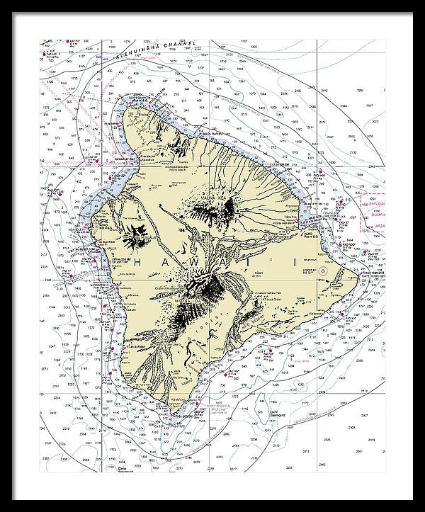 Hawaii-the Big Island Nautical Chart - Framed Print