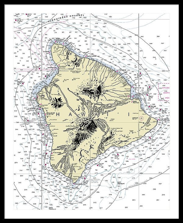 Hawaii-the Big Island Nautical Chart - Framed Print