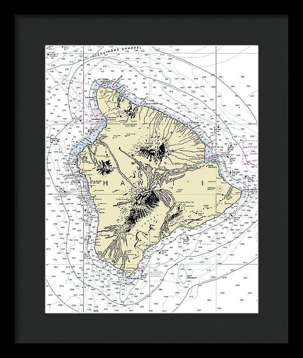 Hawaii-the Big Island Nautical Chart - Framed Print