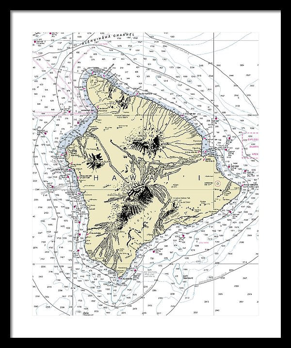 Hawaii-the Big Island Nautical Chart - Framed Print