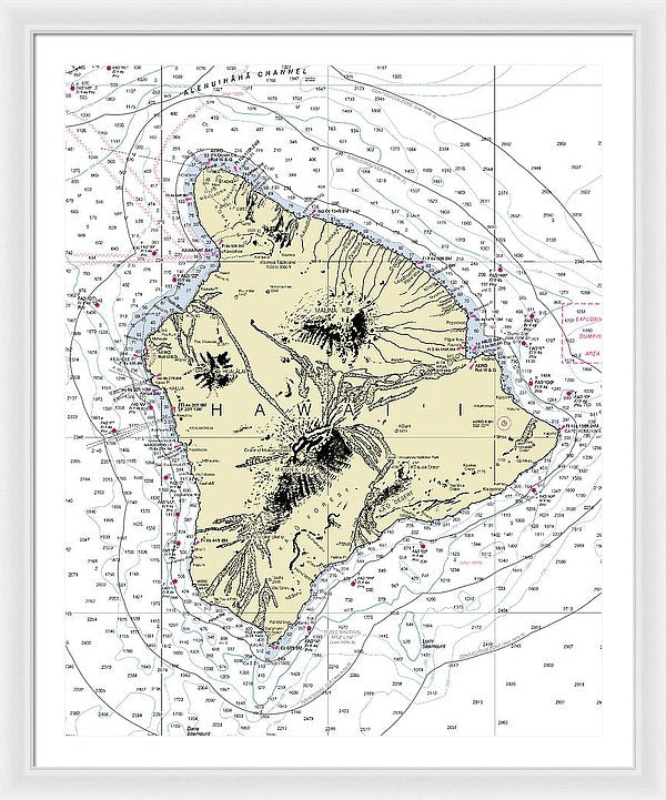 Hawaii-the Big Island Nautical Chart - Framed Print