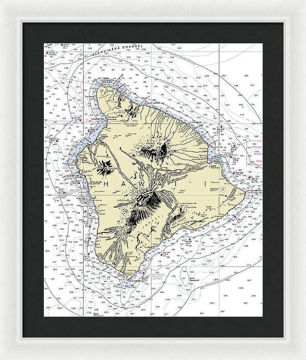 Hawaii-the Big Island Nautical Chart - Framed Print