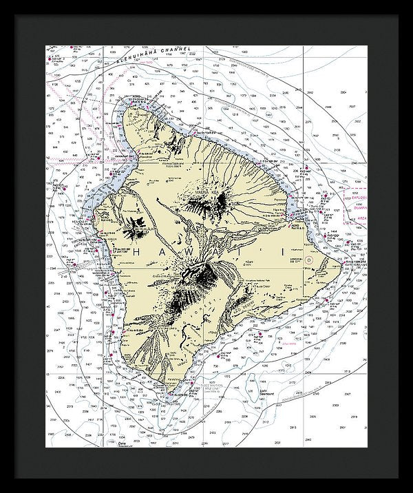 Hawaii-the Big Island Nautical Chart - Framed Print