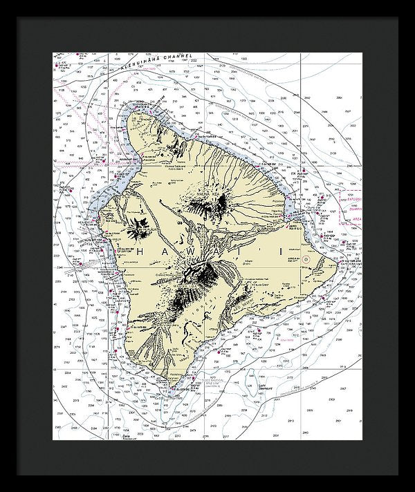 Hawaii-the Big Island Nautical Chart - Framed Print