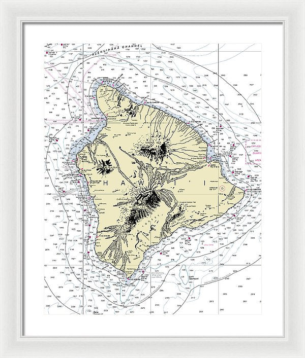 Hawaii-the Big Island Nautical Chart - Framed Print