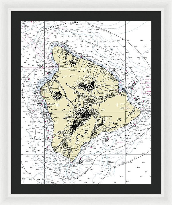 Hawaii-the Big Island Nautical Chart - Framed Print