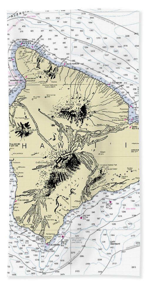 Hawaii-The Big Island Nautical Chart - Bath Towel