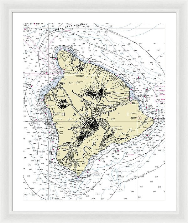 Hawaii-the Big Island Nautical Chart - Framed Print