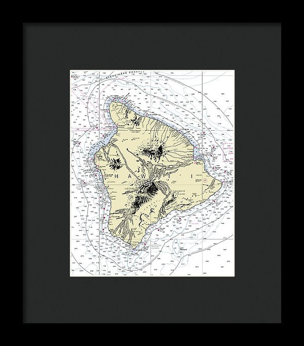 Hawaii-the Big Island Nautical Chart - Framed Print