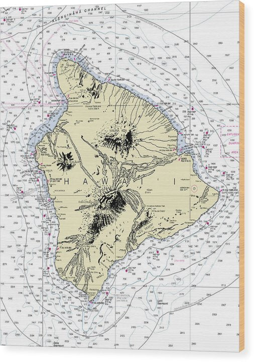 Hawaii-The Big Island Nautical Chart Wood Print