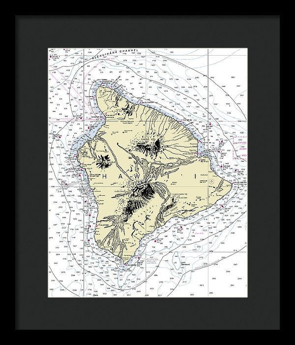 Hawaii-the Big Island Nautical Chart - Framed Print