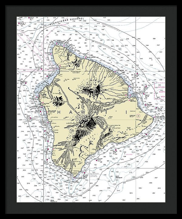 Hawaii-the Big Island Nautical Chart - Framed Print