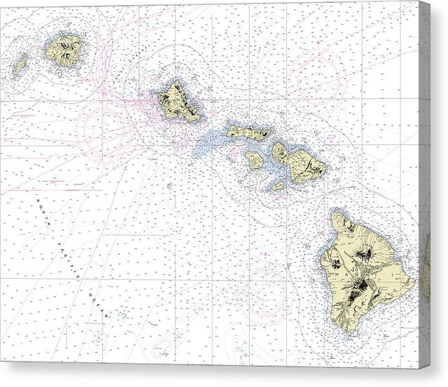 Hawaiian Islands Nautical Chart Canvas Print