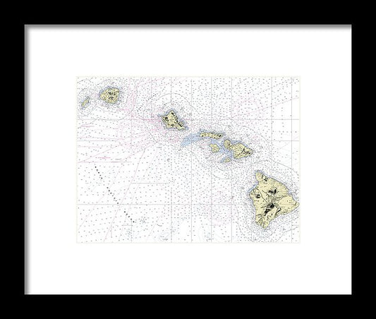 Hawaiian Islands Nautical Chart - Framed Print