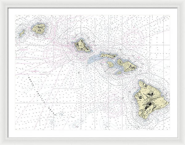 Hawaiian Islands Nautical Chart - Framed Print