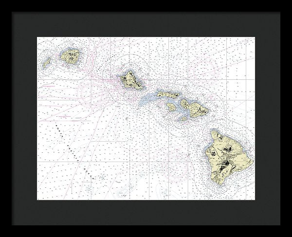 Hawaiian Islands Nautical Chart - Framed Print