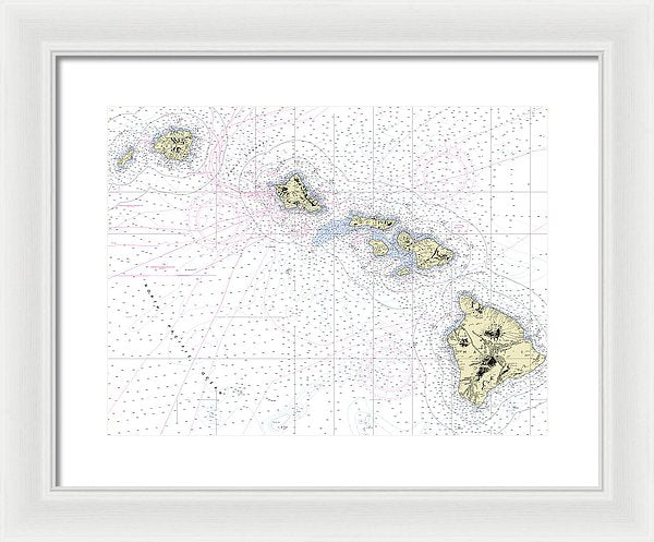 Hawaiian Islands Nautical Chart - Framed Print