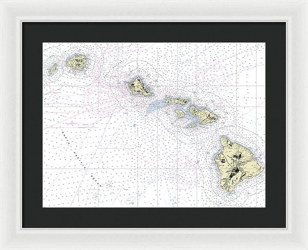 Hawaiian Islands Nautical Chart - Framed Print