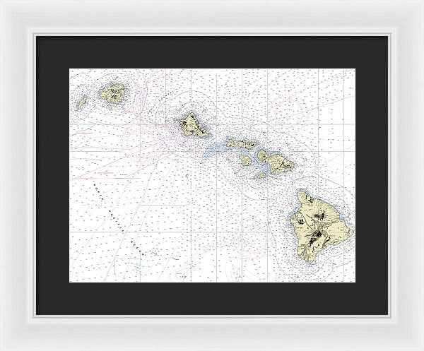 Hawaiian Islands Nautical Chart - Framed Print