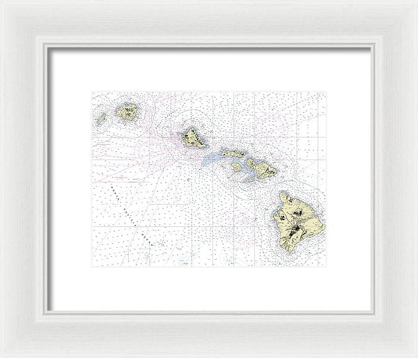 Hawaiian Islands Nautical Chart - Framed Print