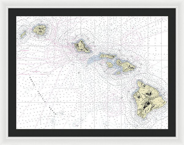 Hawaiian Islands Nautical Chart - Framed Print