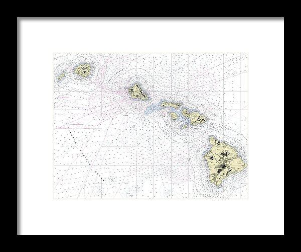 Hawaiian Islands Nautical Chart - Framed Print