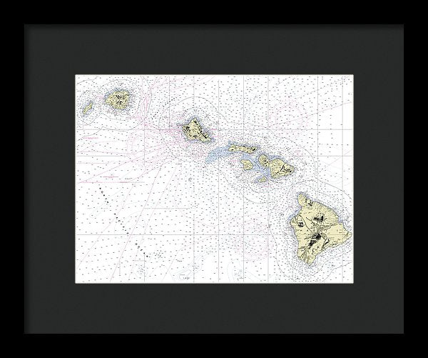 Hawaiian Islands Nautical Chart - Framed Print