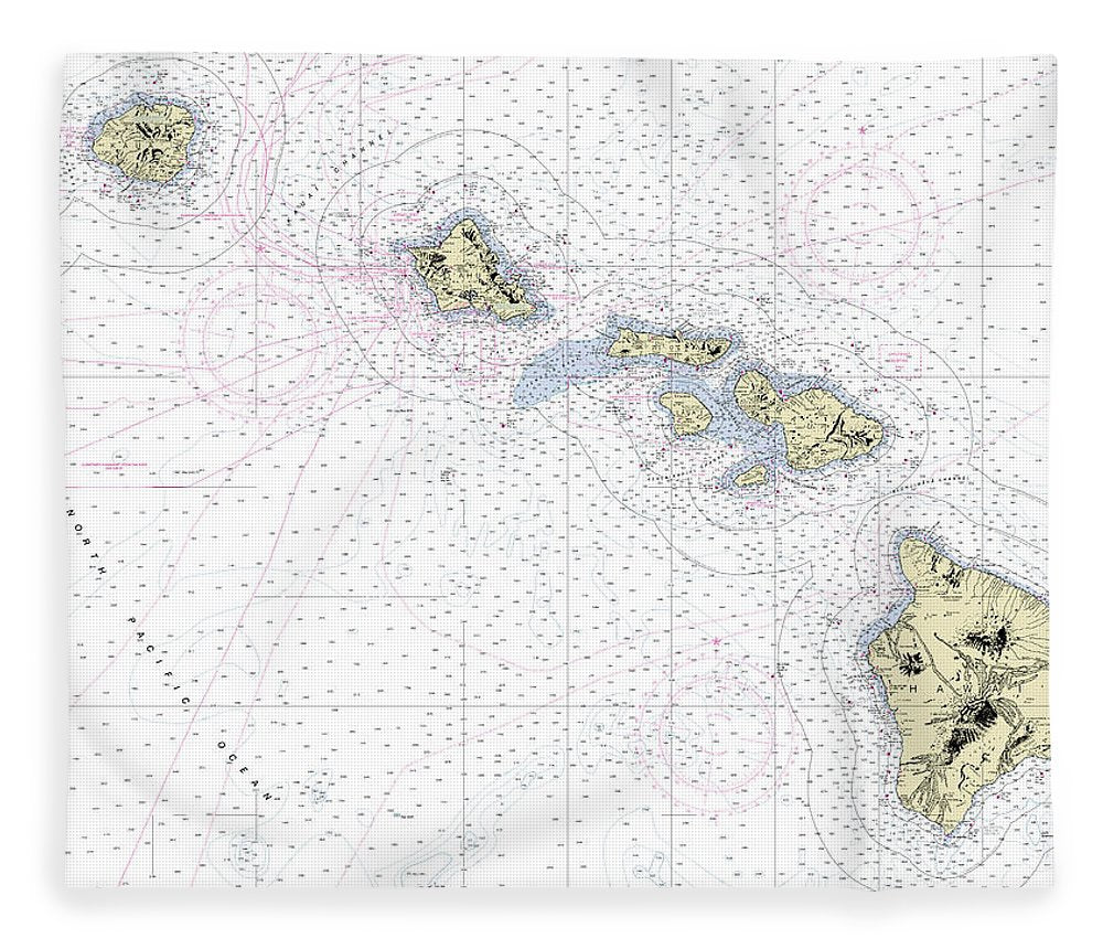 Hawaiian Islands Nautical Chart Blanket
