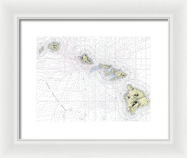 Hawaiian Islands Nautical Chart - Framed Print