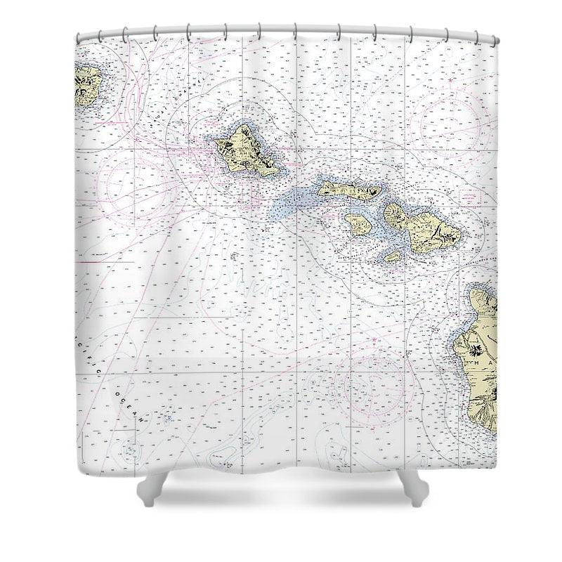 Hawaiian Islands Nautical Chart Shower Curtain