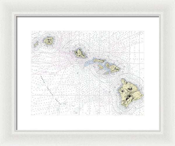 Hawaiian Islands Nautical Chart - Framed Print