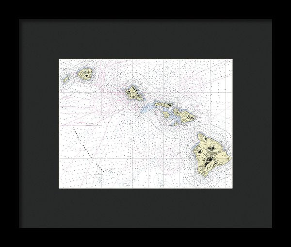 Hawaiian Islands Nautical Chart - Framed Print