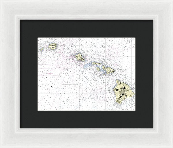 Hawaiian Islands Nautical Chart - Framed Print