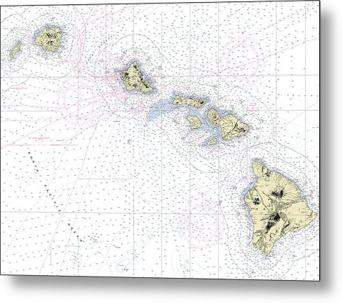 A beuatiful Metal Print of the Hawaiian Islands Nautical Chart - Metal Print by SeaKoast.  100% Guarenteed!