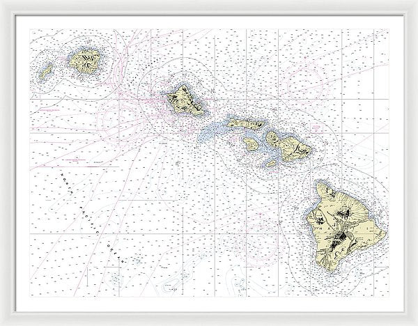 Hawaiian Islands Nautical Chart - Framed Print