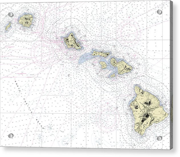 Hawaiian Islands Nautical Chart - Acrylic Print