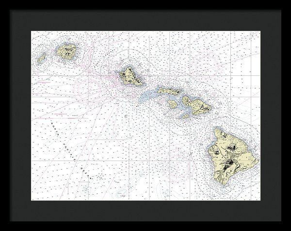 Hawaiian Islands Nautical Chart - Framed Print