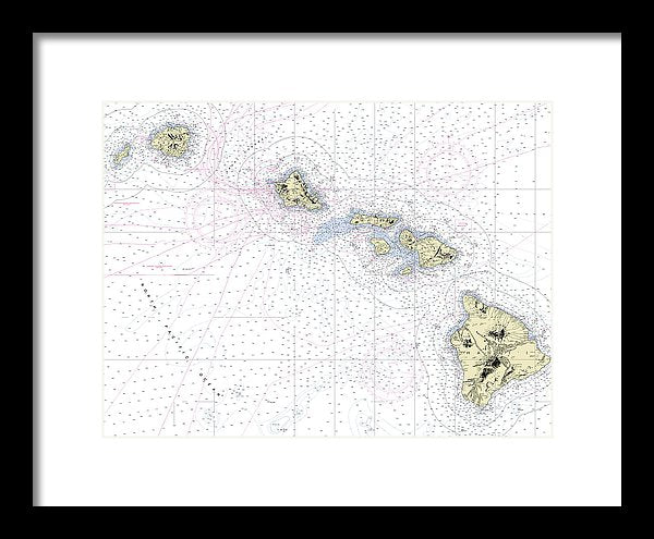 Hawaiian Islands Nautical Chart - Framed Print