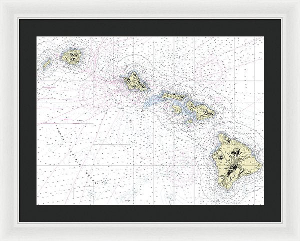 Hawaiian Islands Nautical Chart - Framed Print