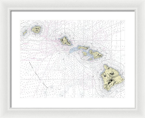 Hawaiian Islands Nautical Chart - Framed Print