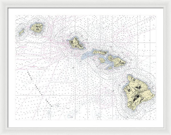 Hawaiian Islands Nautical Chart - Framed Print