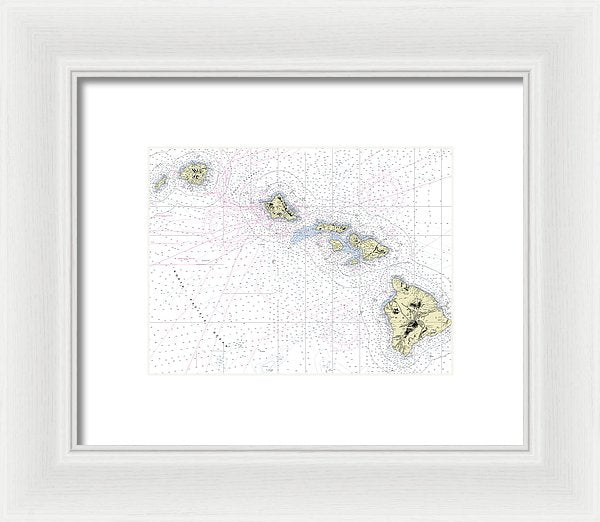 Hawaiian Islands Nautical Chart - Framed Print