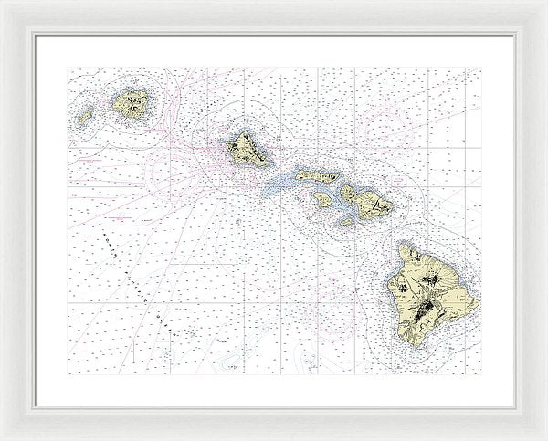 Hawaiian Islands Nautical Chart - Framed Print