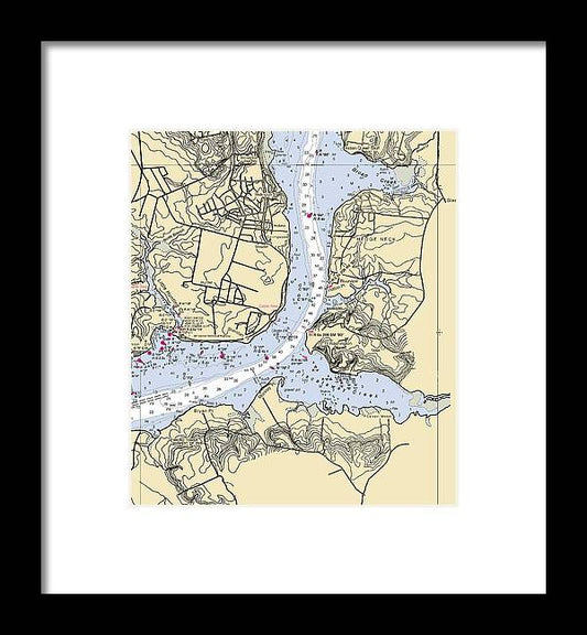 A beuatiful Framed Print of the Hedge Neck-Maryland Nautical Chart by SeaKoast