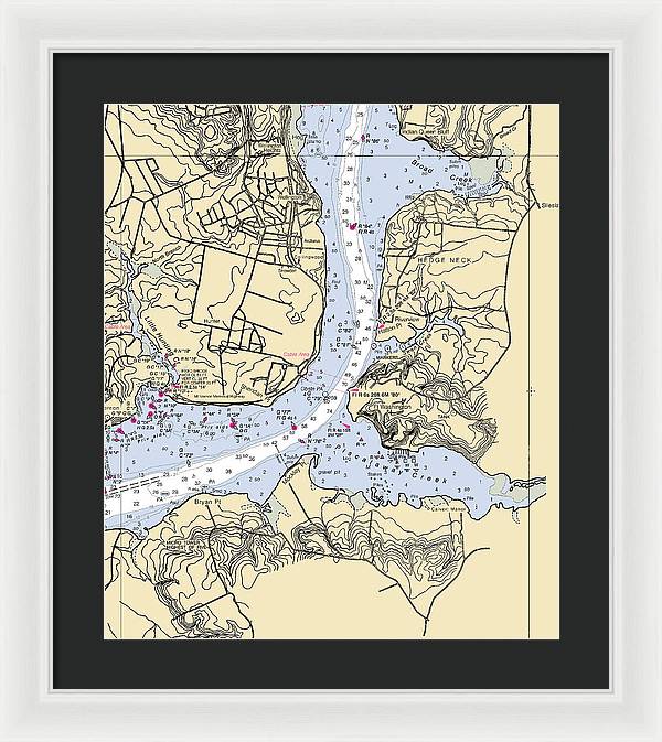 Hedge Neck-maryland Nautical Chart - Framed Print