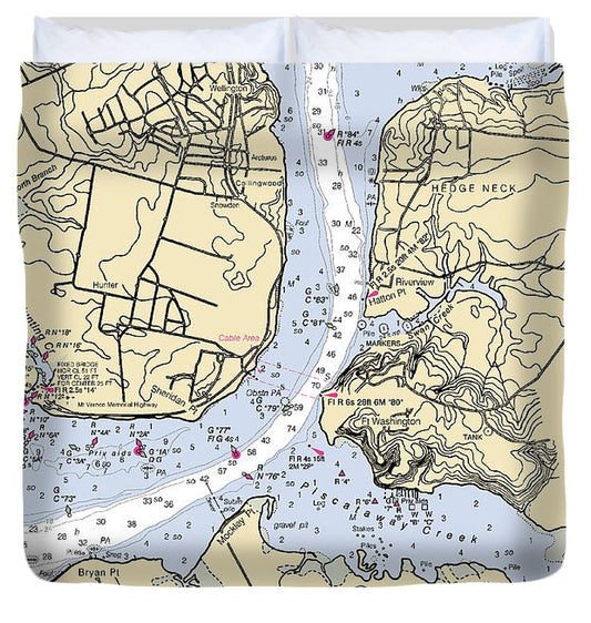 Hedge Neck Maryland Nautical Chart Duvet Cover