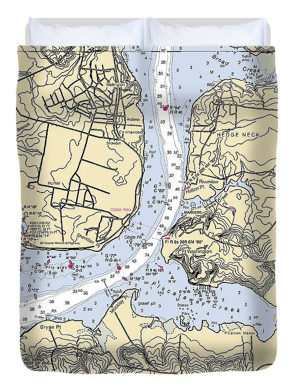 Hedge Neck-maryland Nautical Chart - Duvet Cover