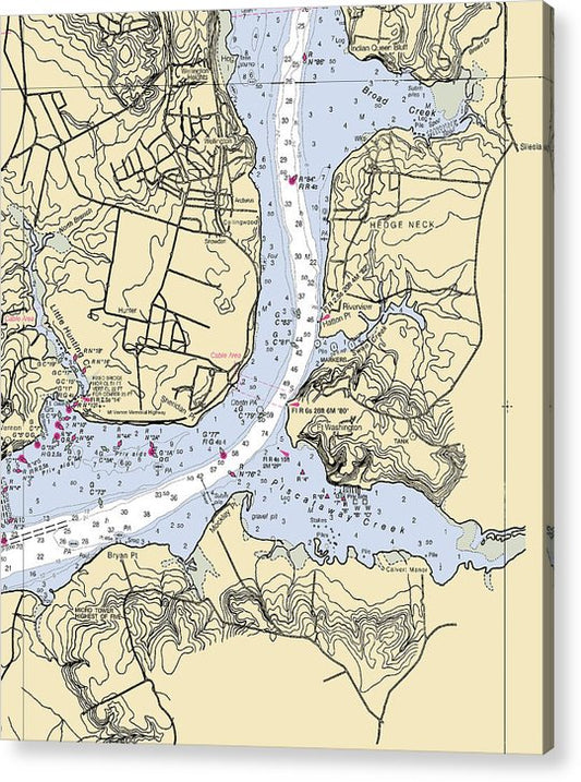 Hedge Neck-Maryland Nautical Chart  Acrylic Print